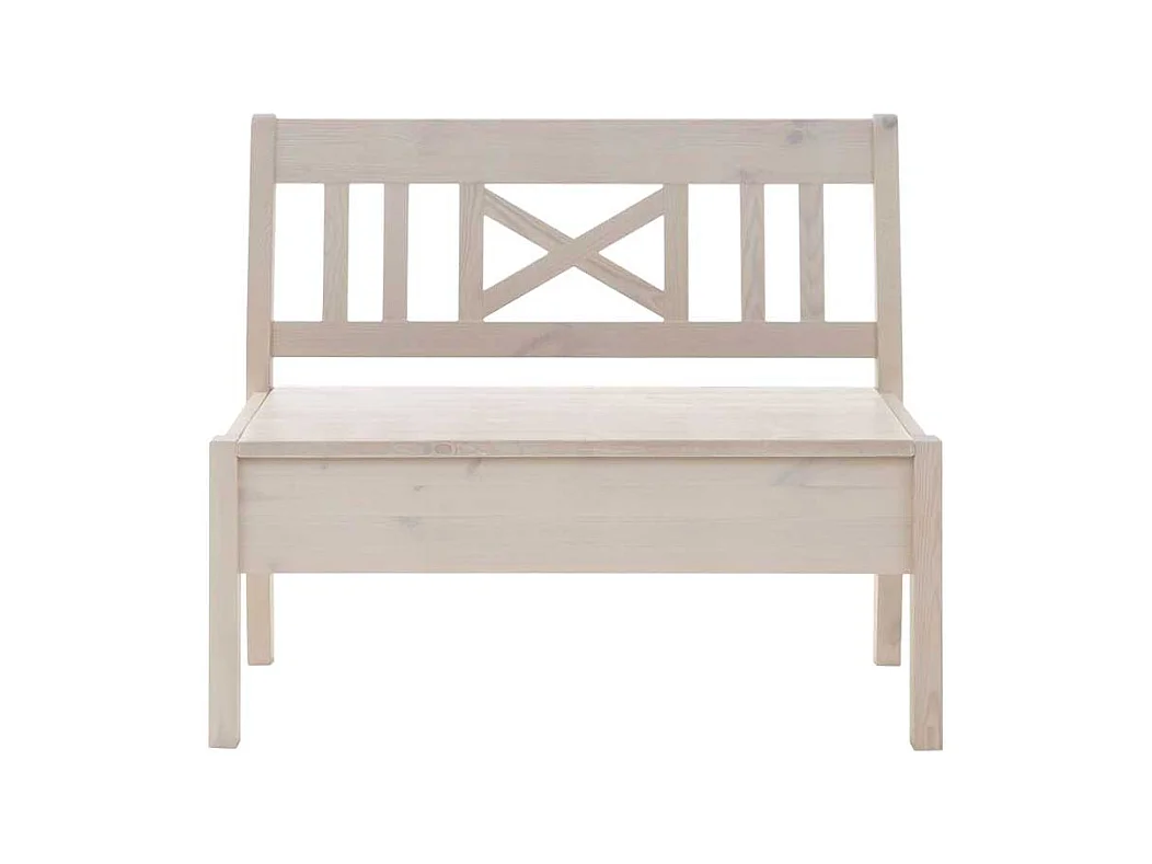 Landhaus Sitzbank mit Stauraum Weiß Kiefer massiv