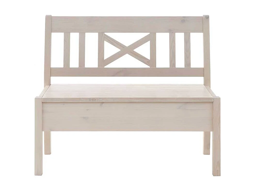 Landhaus Sitzbank mit Stauraum Weiß Kiefer massiv