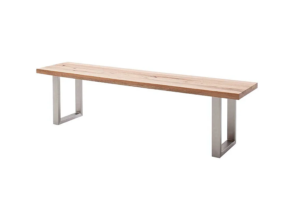 Essbank aus Zerreiche Massivholz Edelstahlgestell