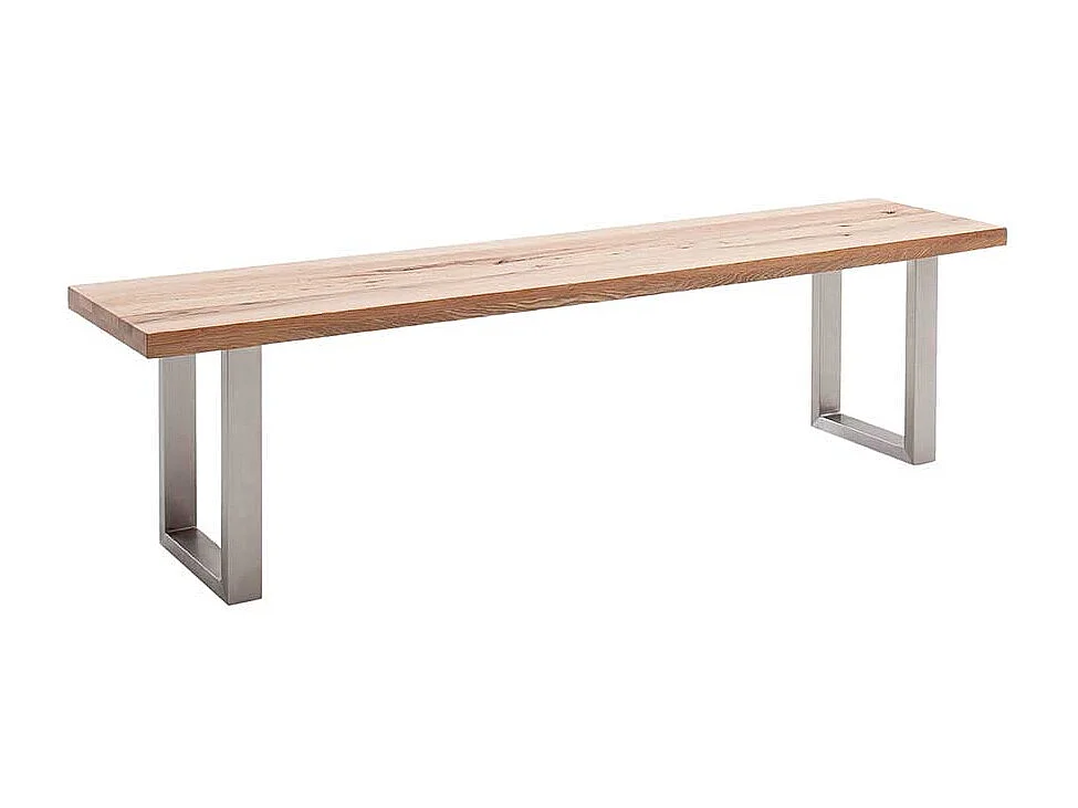 Essbank aus Zerreiche Massivholz Edelstahlgestell