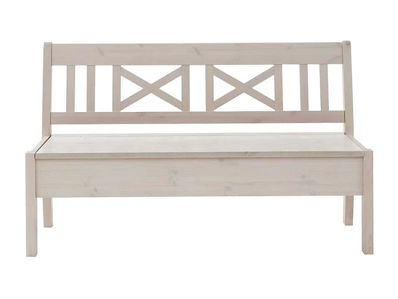 Holzbank mit Stauraum Weiß Kiefer massiv
