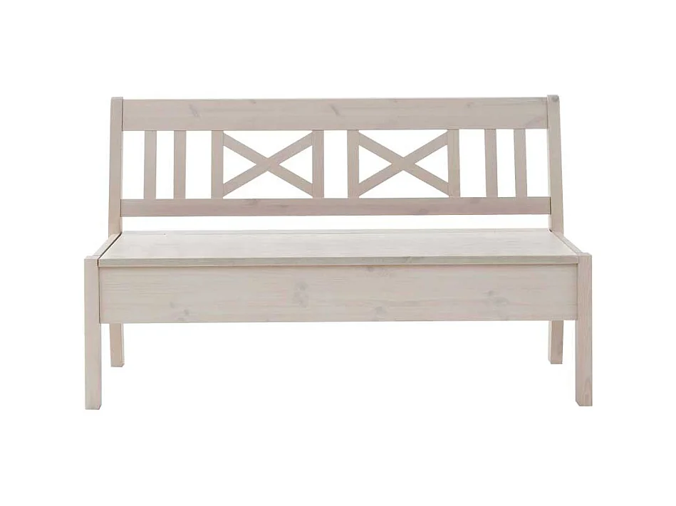 Holzbank mit Stauraum Weiß Kiefer massiv