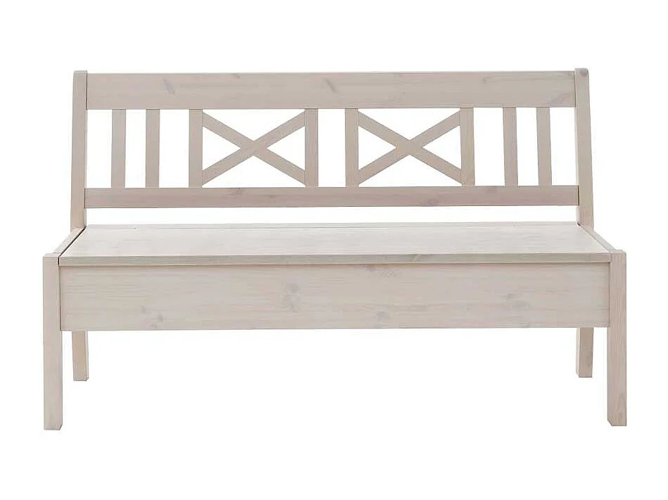 Holzbank mit Stauraum Weiß Kiefer massiv