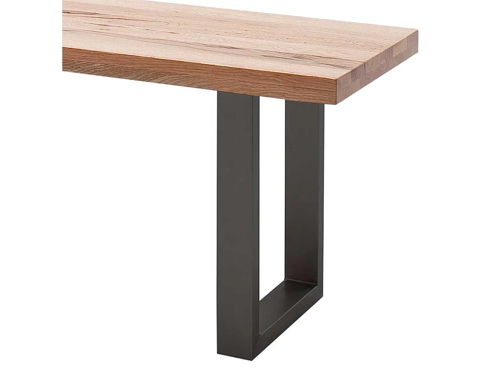 Küchenbank aus Zerreiche Massivholz Bügelgestell aus Metall