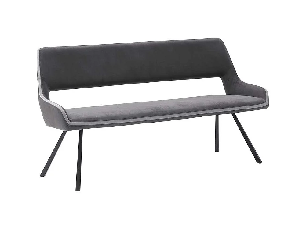 Polstersitzbank in Dunkelgrau und Anthrazit Vierfußgestell aus Metall