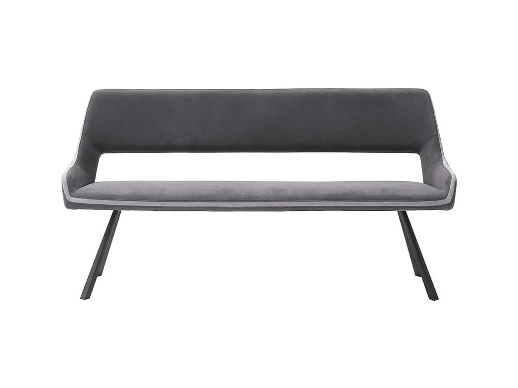 Polstersitzbank in Dunkelgrau und Anthrazit Vierfußgestell aus Metall