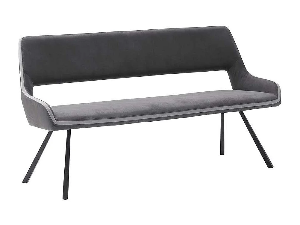 Polstersitzbank in Dunkelgrau und Anthrazit Vierfußgestell aus Metall