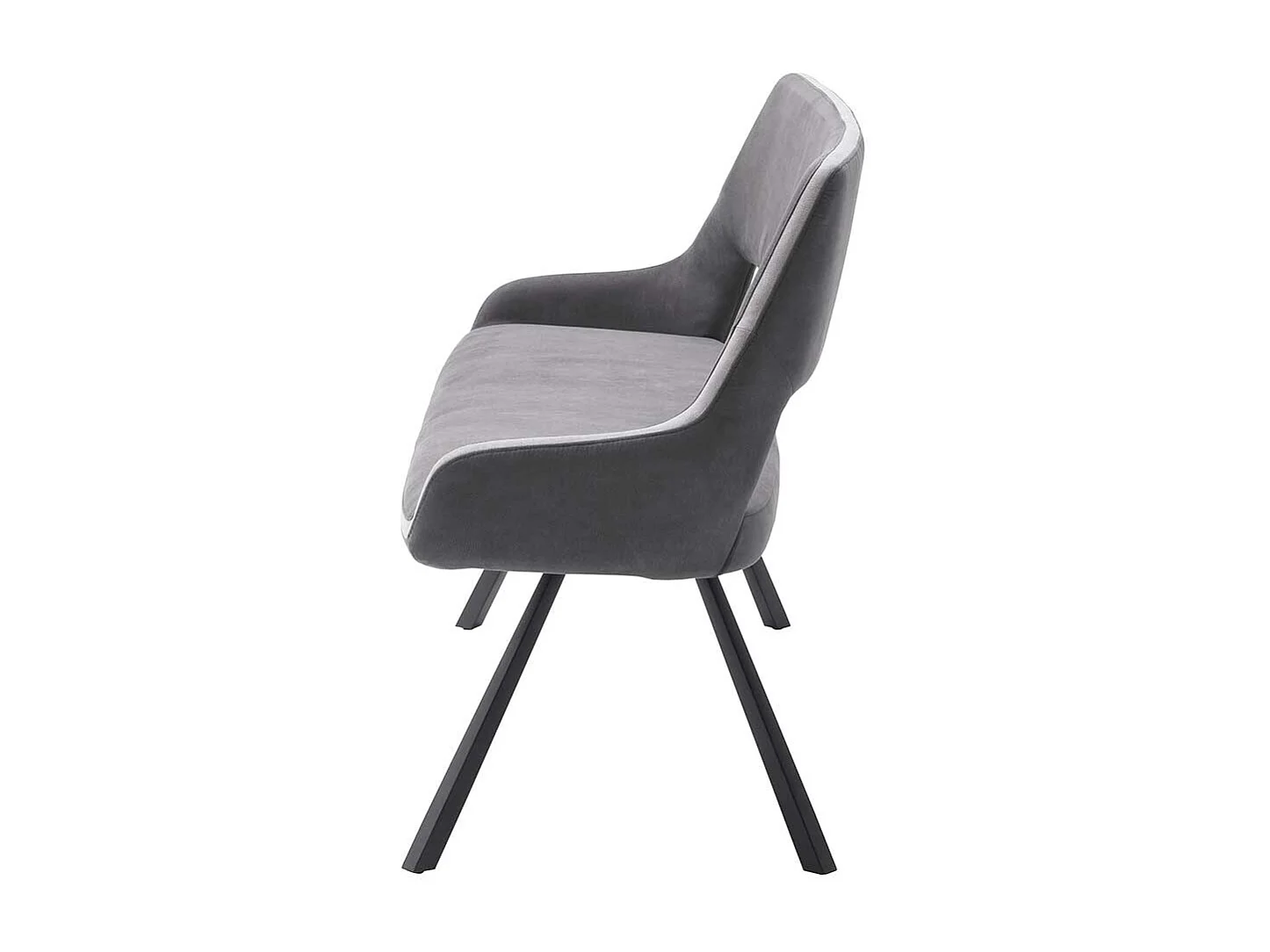 Polstersitzbank in Dunkelgrau und Anthrazit Vierfußgestell aus Metall