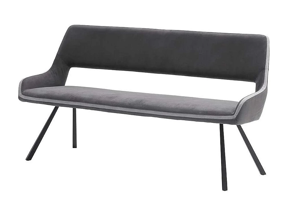 Polstersitzbank in Dunkelgrau und Anthrazit Vierfußgestell aus Metall