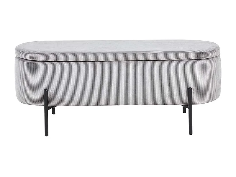 Bank mit Truhe Cord Hellgrau 110 cm breit Vierfußgestell aus Metall