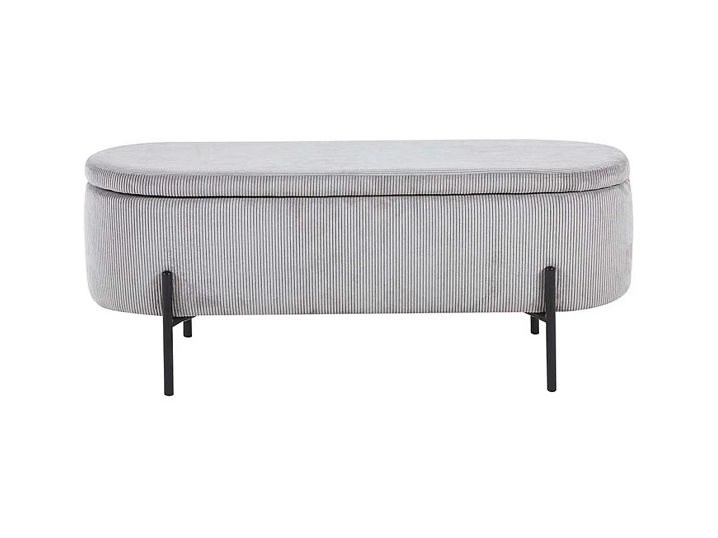 Bank mit Truhe Cord Hellgrau 110 cm breit Vierfußgestell aus Metall