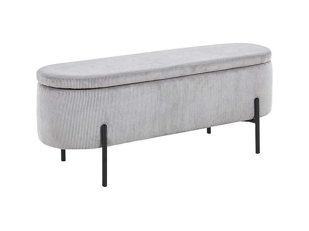 Bank mit Truhe Cord Hellgrau 110 cm breit Vierfußgestell aus Metall