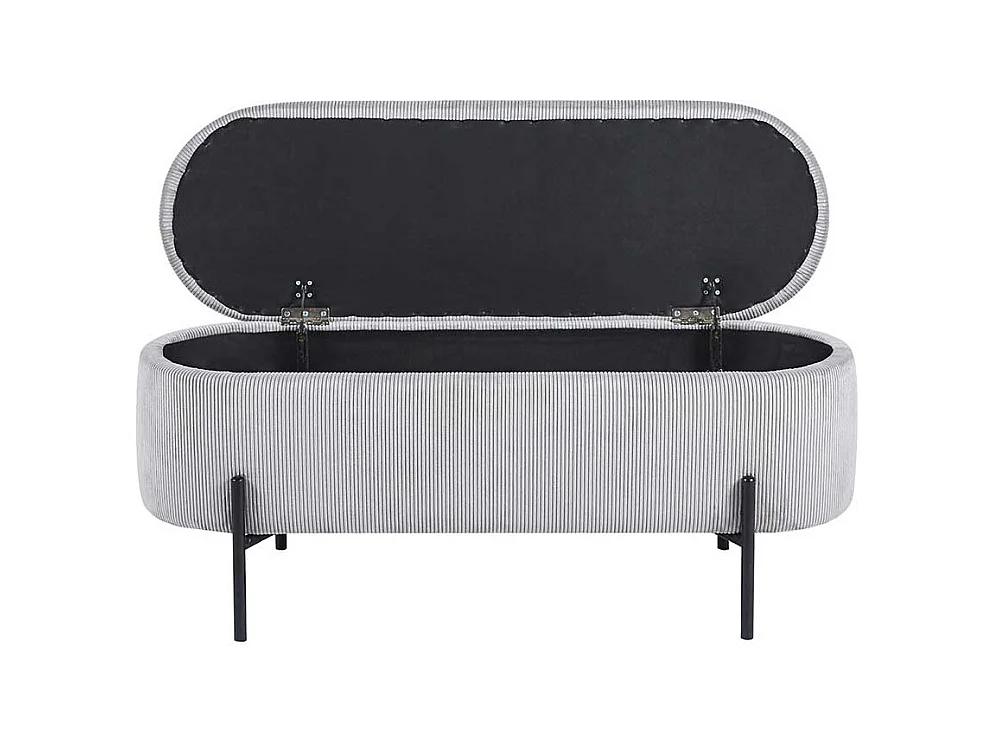 Bank mit Truhe Cord Hellgrau 110 cm breit Vierfußgestell aus Metall