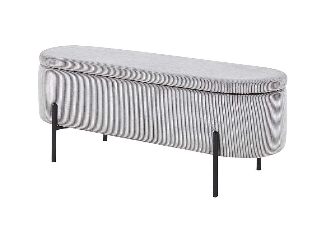 Bank mit Truhe Cord Hellgrau 110 cm breit Vierfußgestell aus Metall