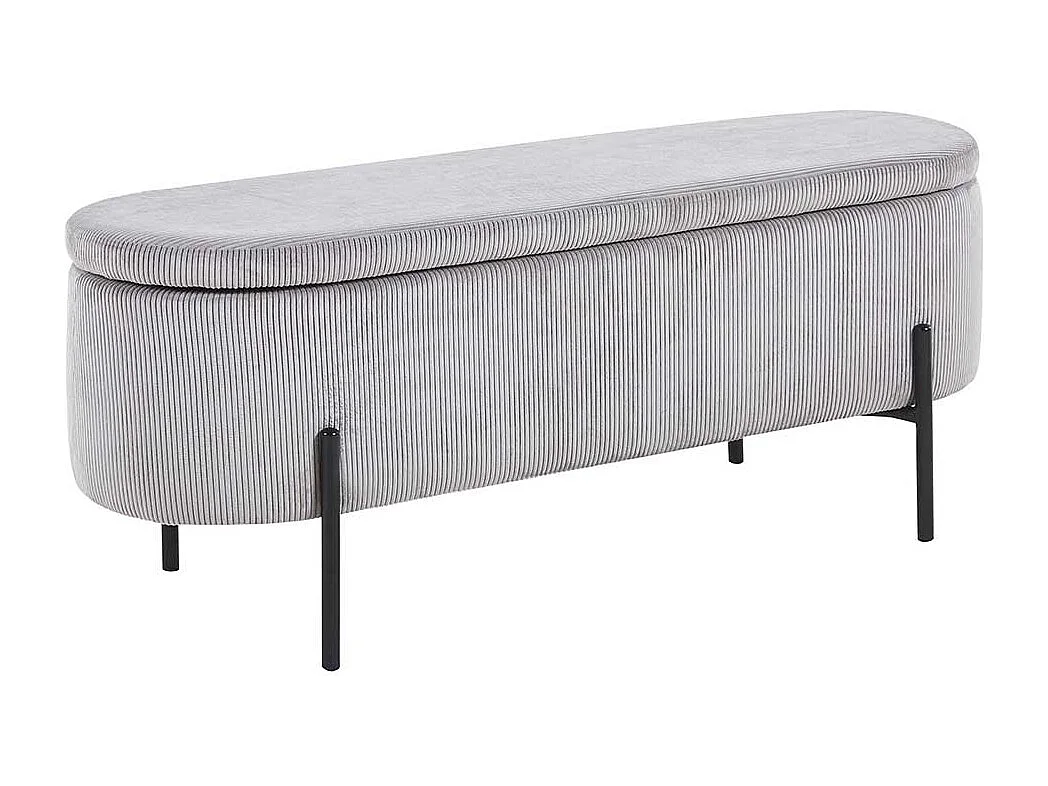 Bank mit Truhe Cord Hellgrau 110 cm breit Vierfußgestell aus Metall