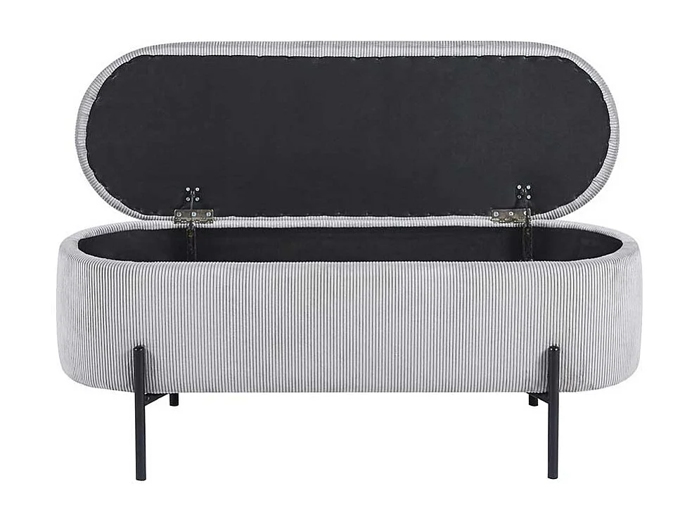 Bank mit Truhe Cord Hellgrau 110 cm breit Vierfußgestell aus Metall