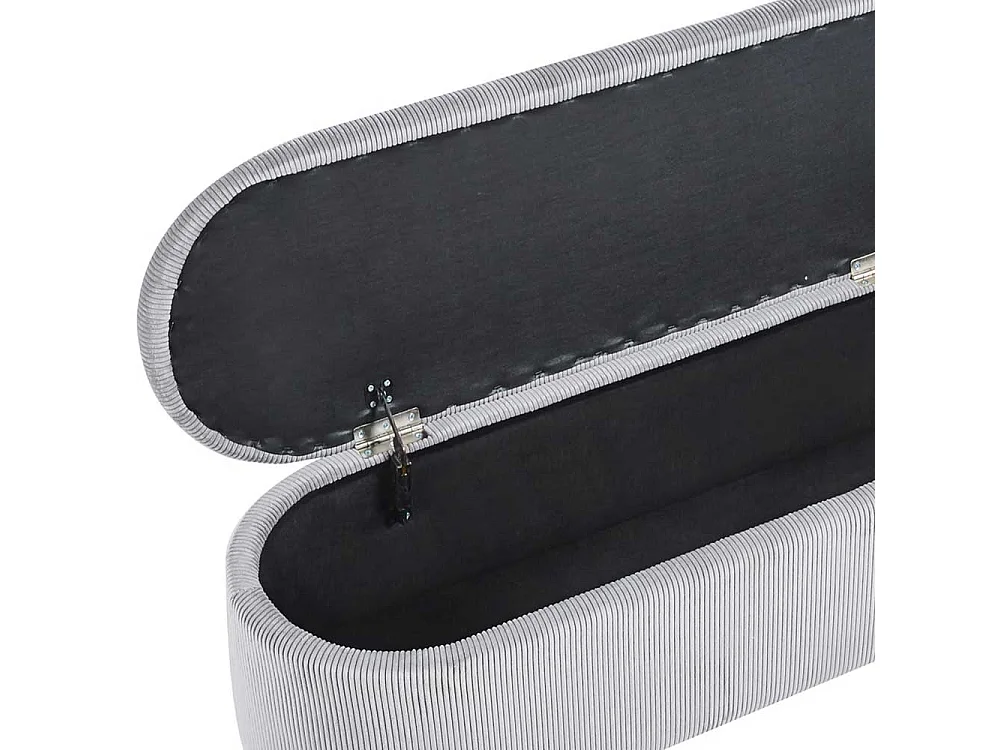 Bank mit Truhe Cord Hellgrau 110 cm breit Vierfußgestell aus Metall