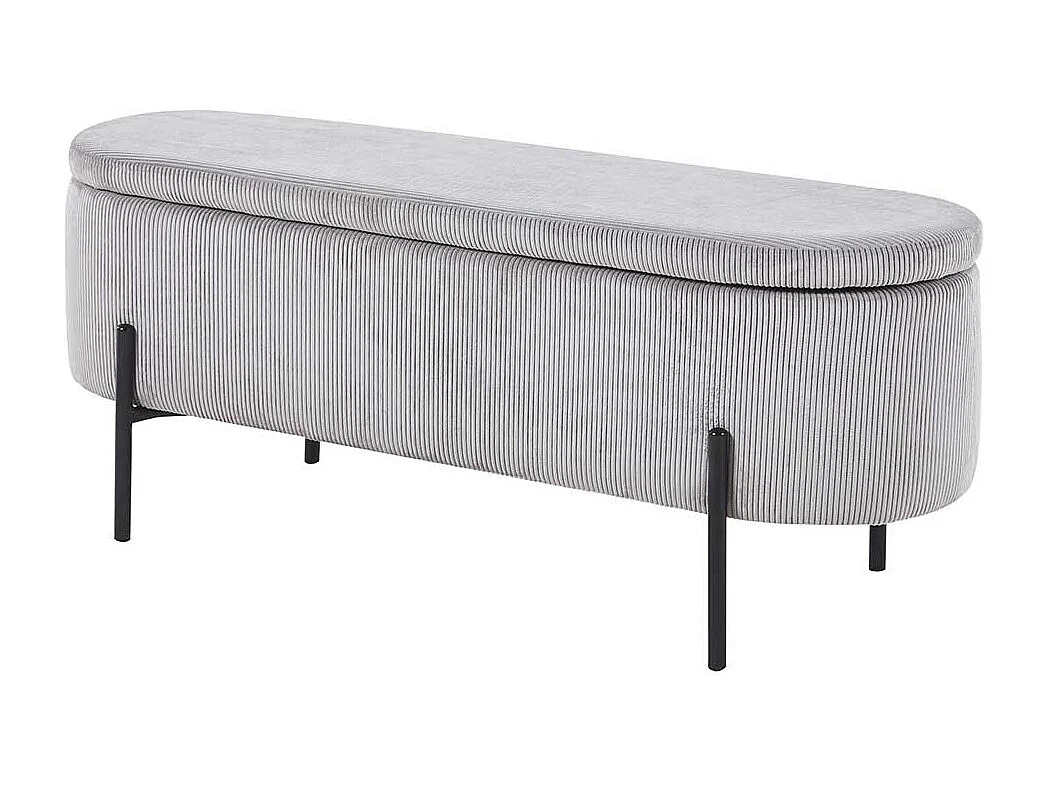 Bank mit Truhe Cord Hellgrau 110 cm breit Vierfußgestell aus Metall