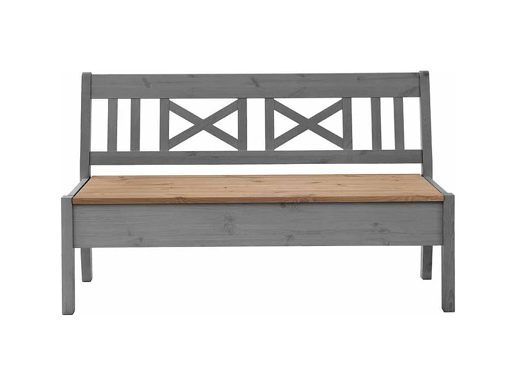 Landhausbank mit Stauraum Grau Kiefer massiv