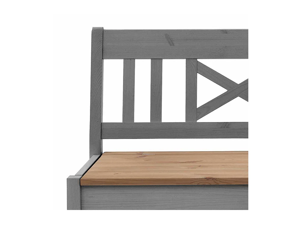 Landhausbank mit Stauraum Grau Kiefer massiv