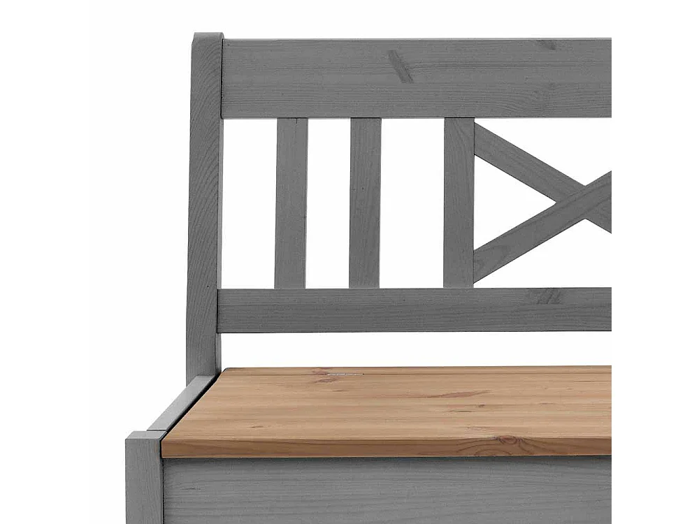 Landhausbank mit Stauraum Grau Kiefer massiv