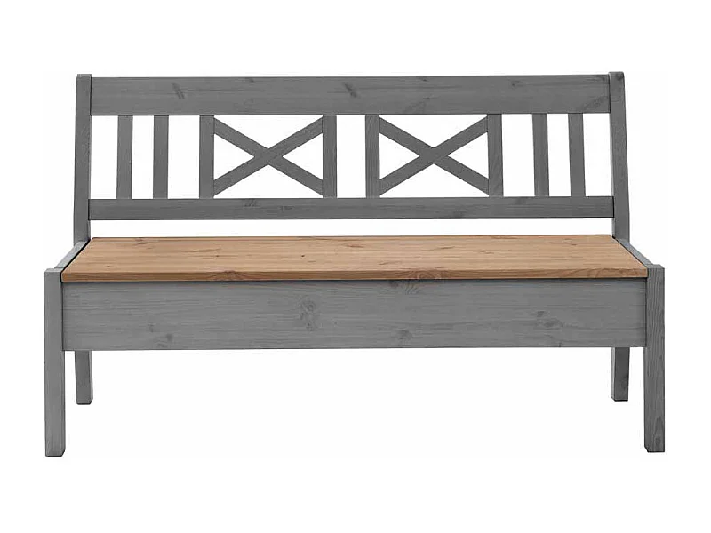Landhausbank mit Stauraum Grau Kiefer massiv
