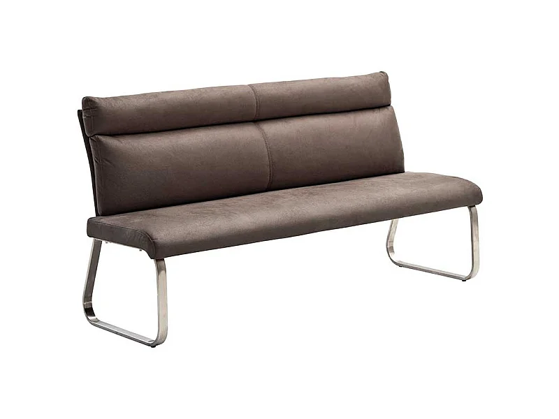 Esszimmer Polsterbank in Braun Microfaser Bügelgestell aus Edelstahl
