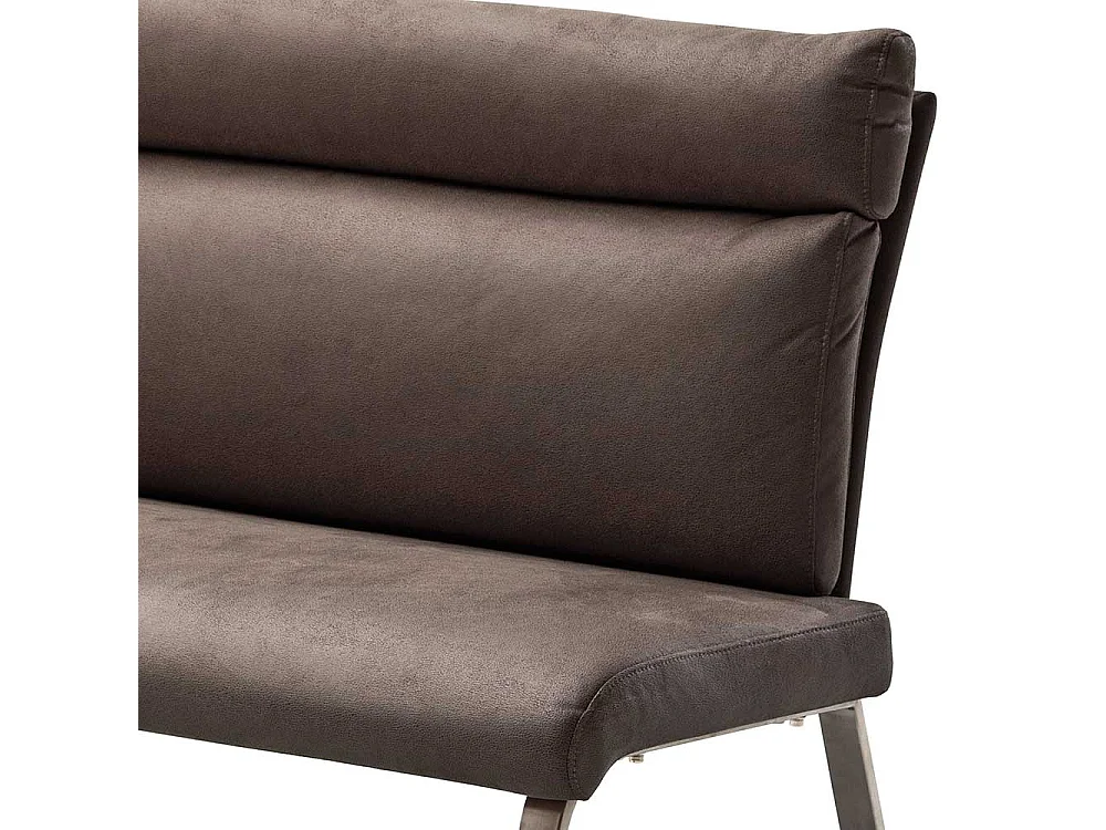 Esszimmer Polsterbank in Braun Microfaser Bügelgestell aus Edelstahl