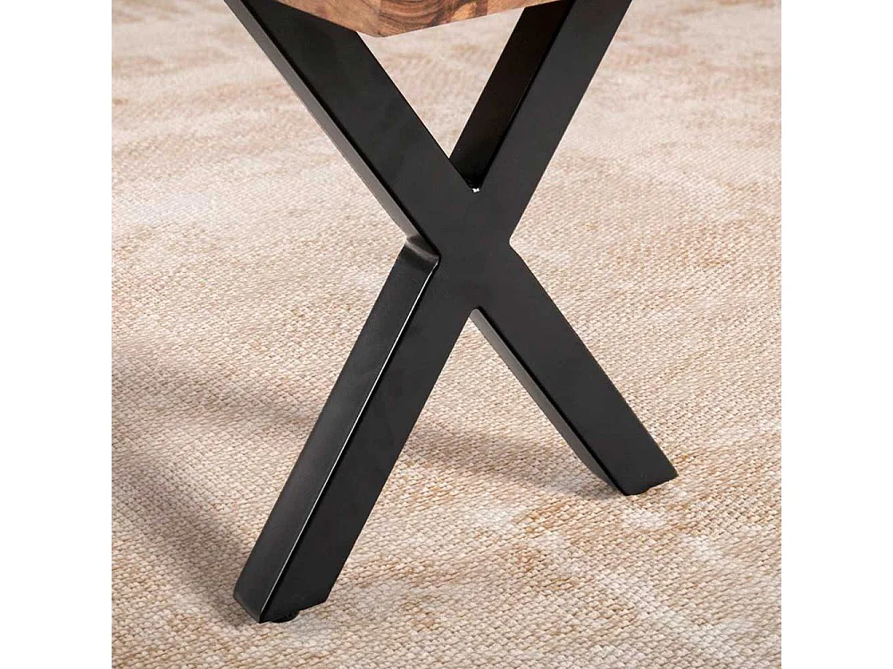 Holzbank Bank mit X Fußgestell aus Metall 46 cm Sitzhöhe