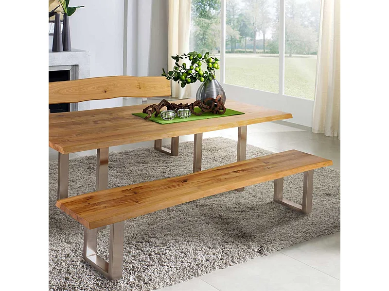 Esszimmerbank mit Baumkante Metallgestell