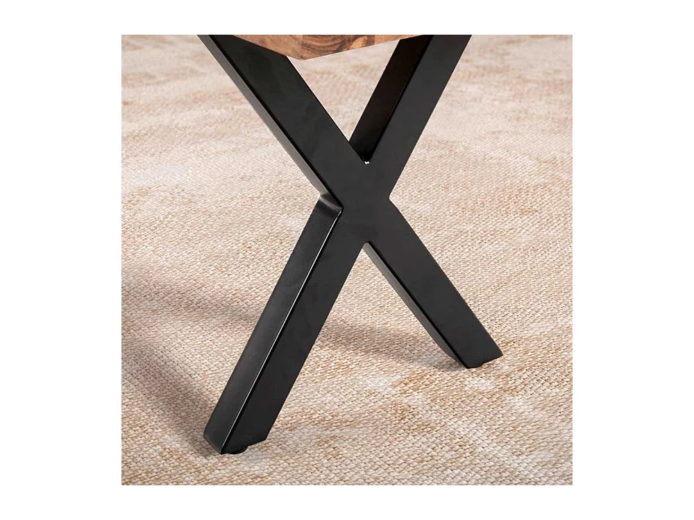 Holzbank Bank mit X Fußgestell aus Metall 46 cm Sitzhöhe