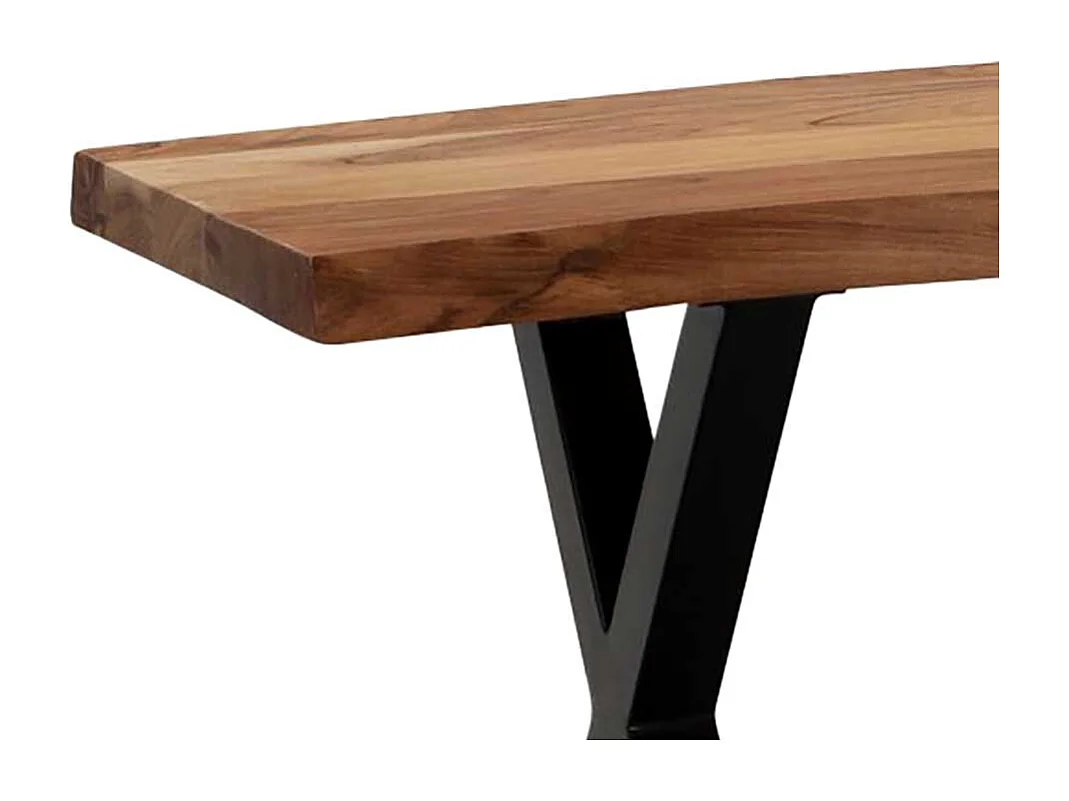 Holzbank Bank mit X Fußgestell aus Metall 46 cm Sitzhöhe