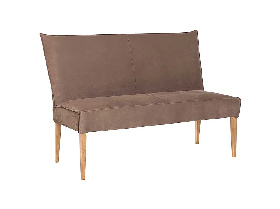 Kunstleder Esszimmerbank in Hellbraun 4-Fuß Gestell aus Massivholz