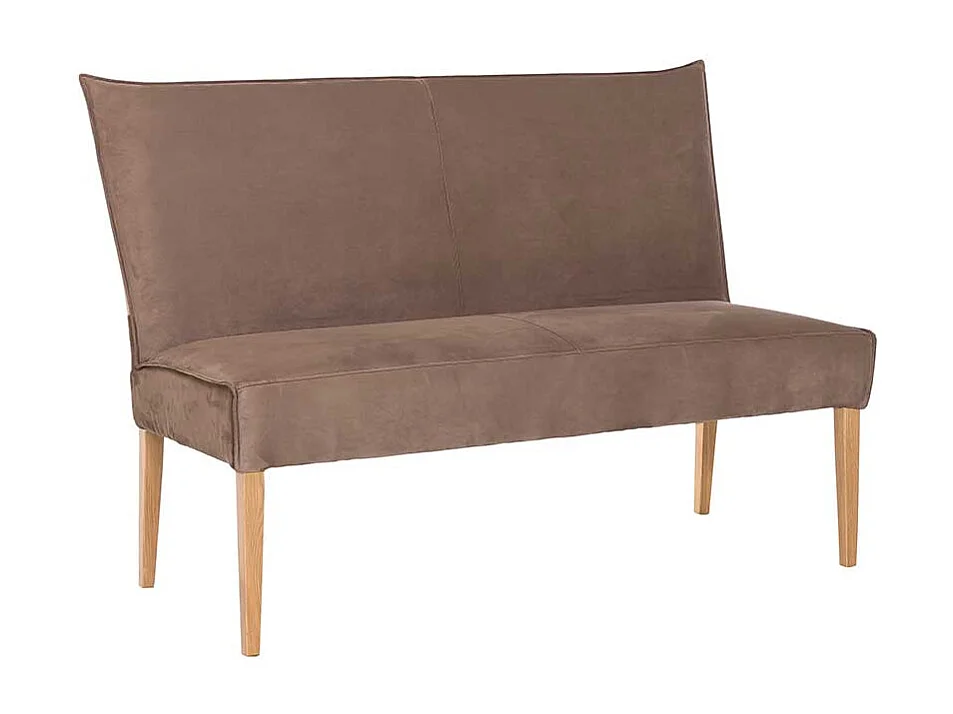 Kunstleder Esszimmerbank in Hellbraun 4-Fuß Gestell aus Massivholz