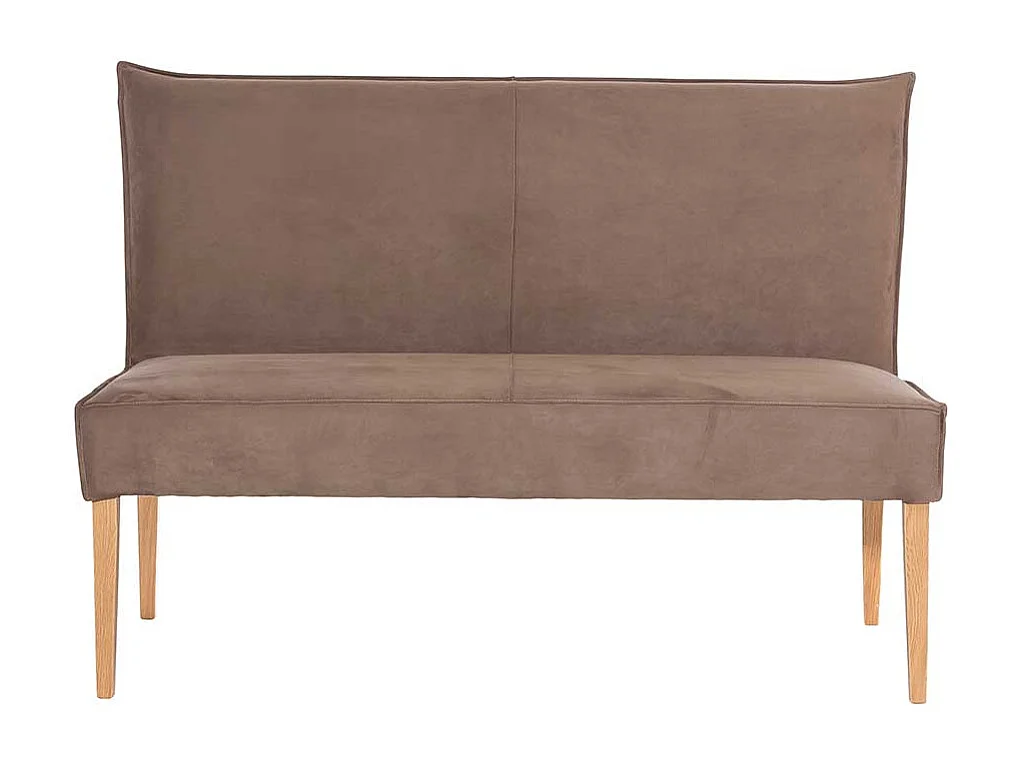 Kunstleder Esszimmerbank in Hellbraun 4-Fuß Gestell aus Massivholz