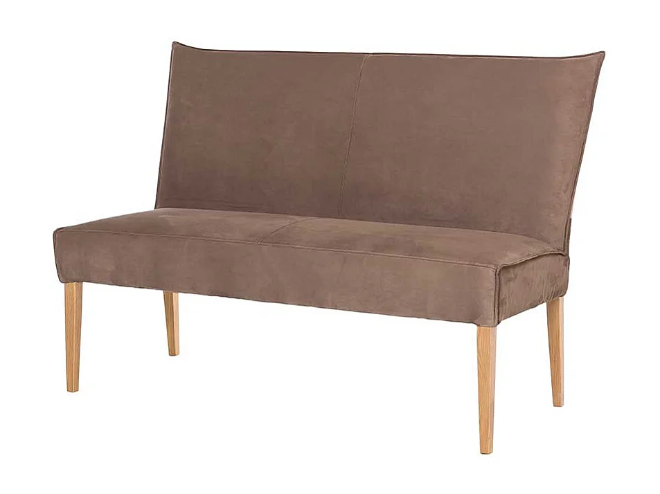 Kunstleder Esszimmerbank in Hellbraun 4-Fuß Gestell aus Massivholz