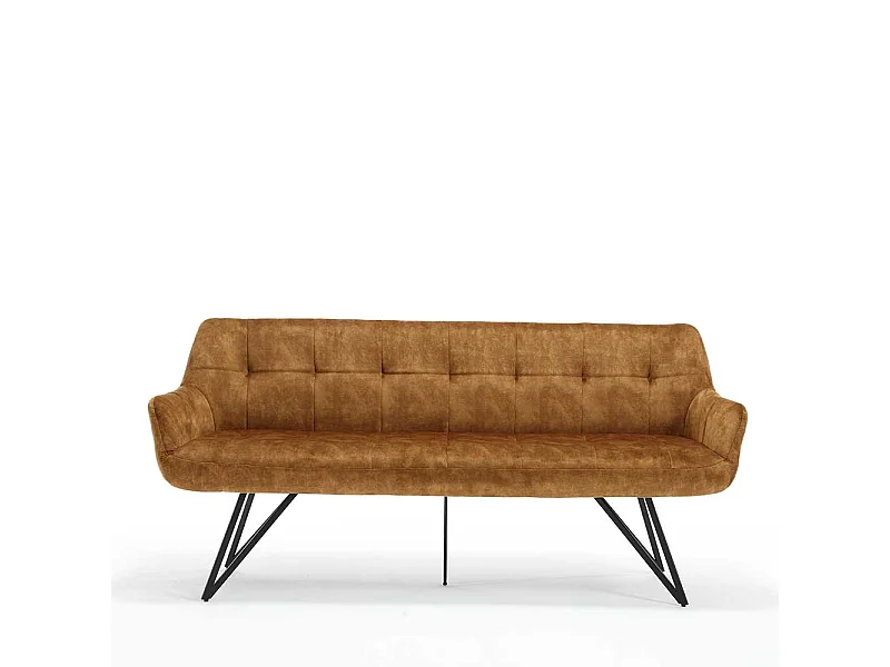 Essbank Ockergelb Velours in modernem Design 180 cm breit