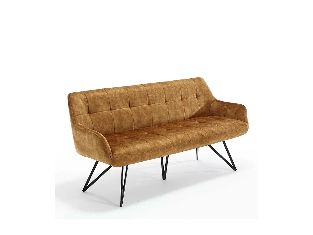 Essbank Ockergelb Velours in modernem Design 180 cm breit