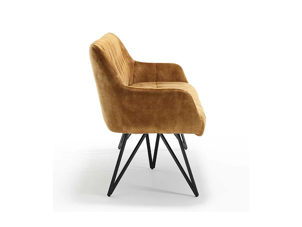 Essbank Ockergelb Velours in modernem Design 180 cm breit