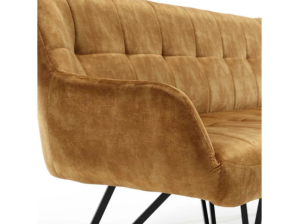 Essbank Ockergelb Velours in modernem Design 180 cm breit