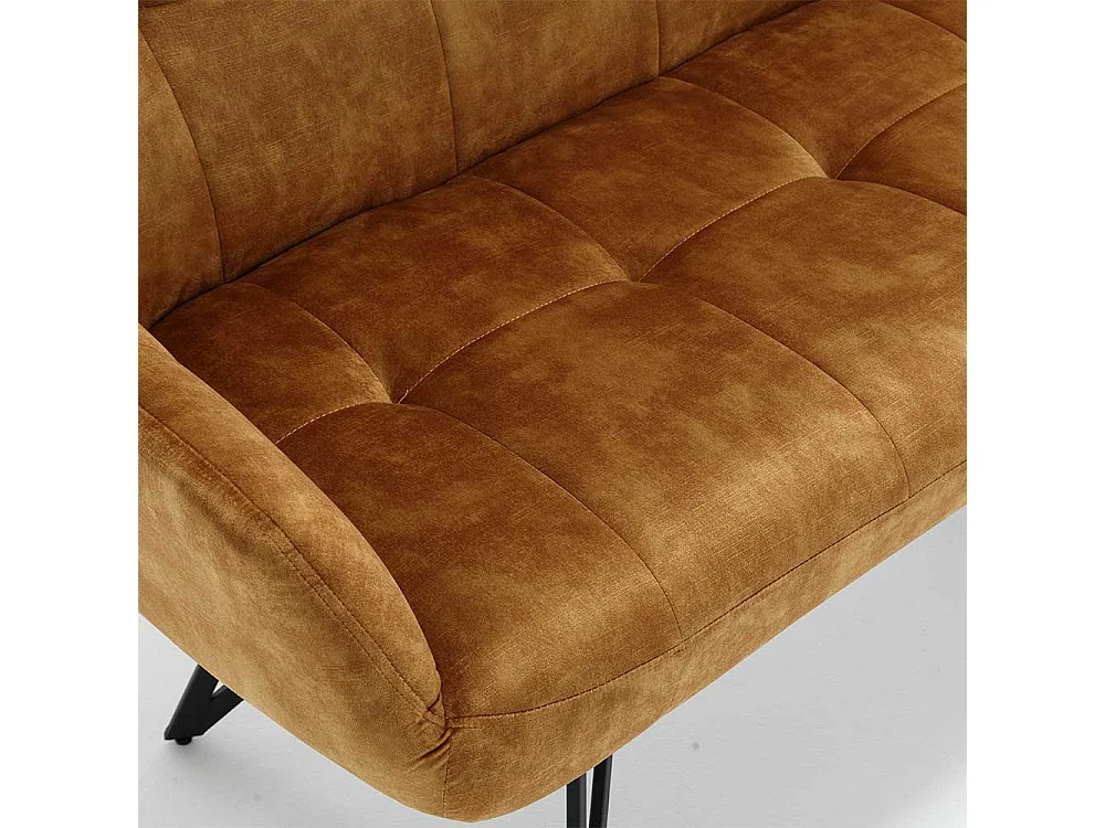 Essbank Ockergelb Velours in modernem Design 180 cm breit