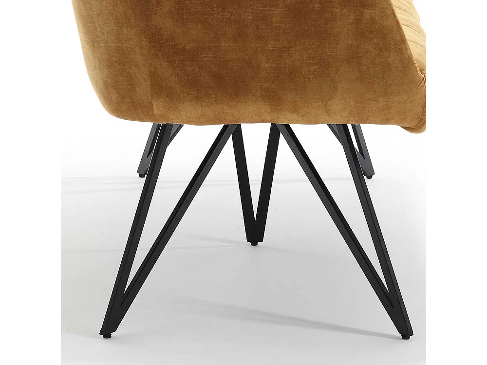 Essbank Ockergelb Velours in modernem Design 180 cm breit