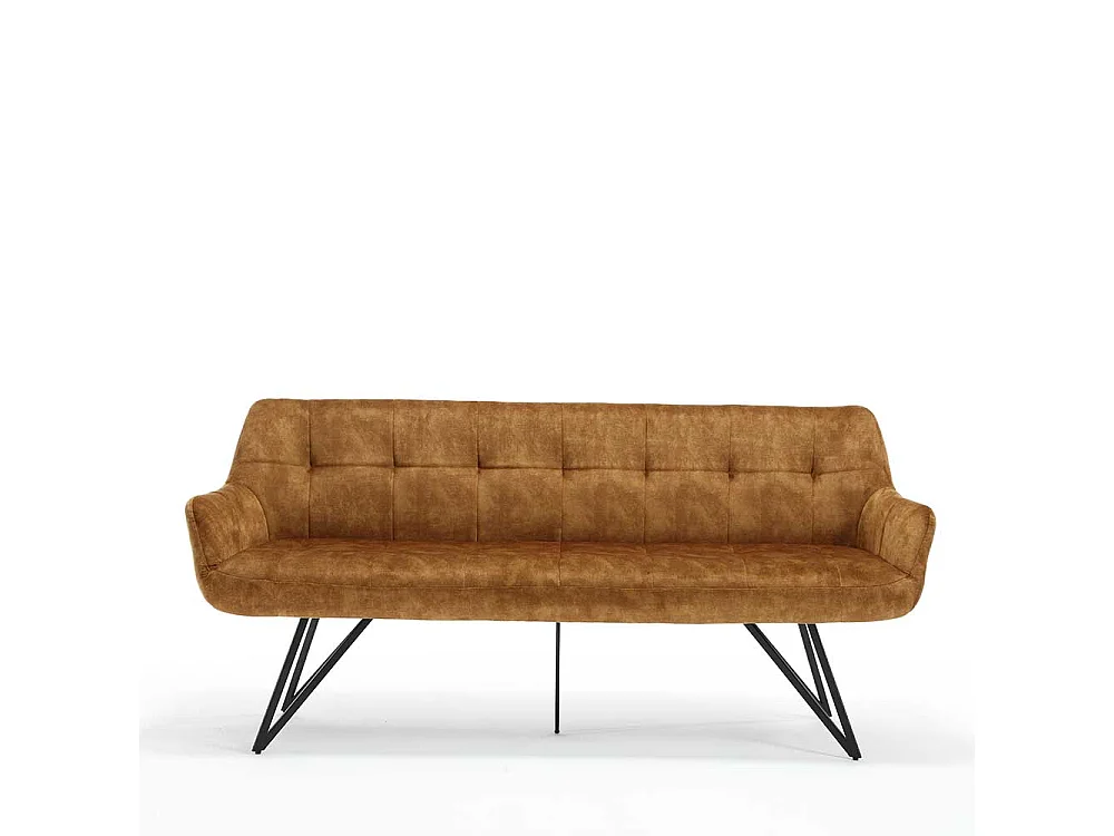 Essbank Ockergelb Velours in modernem Design 180 cm breit