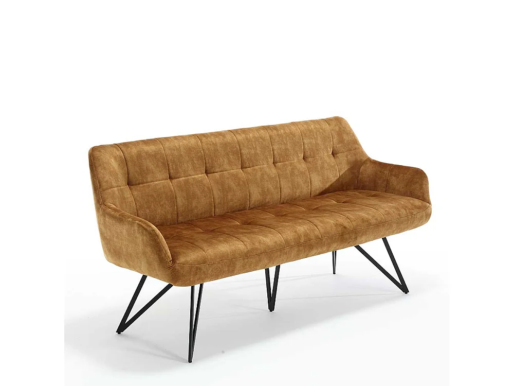 Essbank Ockergelb Velours in modernem Design 180 cm breit