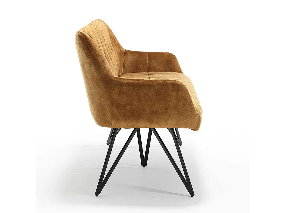 Essbank Ockergelb Velours in modernem Design 180 cm breit