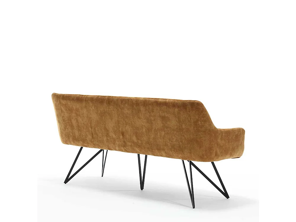 Essbank Ockergelb Velours in modernem Design 180 cm breit