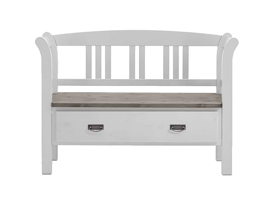 Landhaus Sitzbank in Weiß Grau einer Schublade
