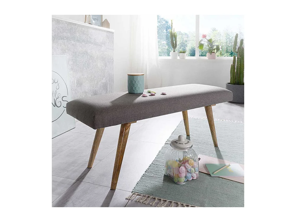 Ankleidebank im Retro Design Grau Webstoff