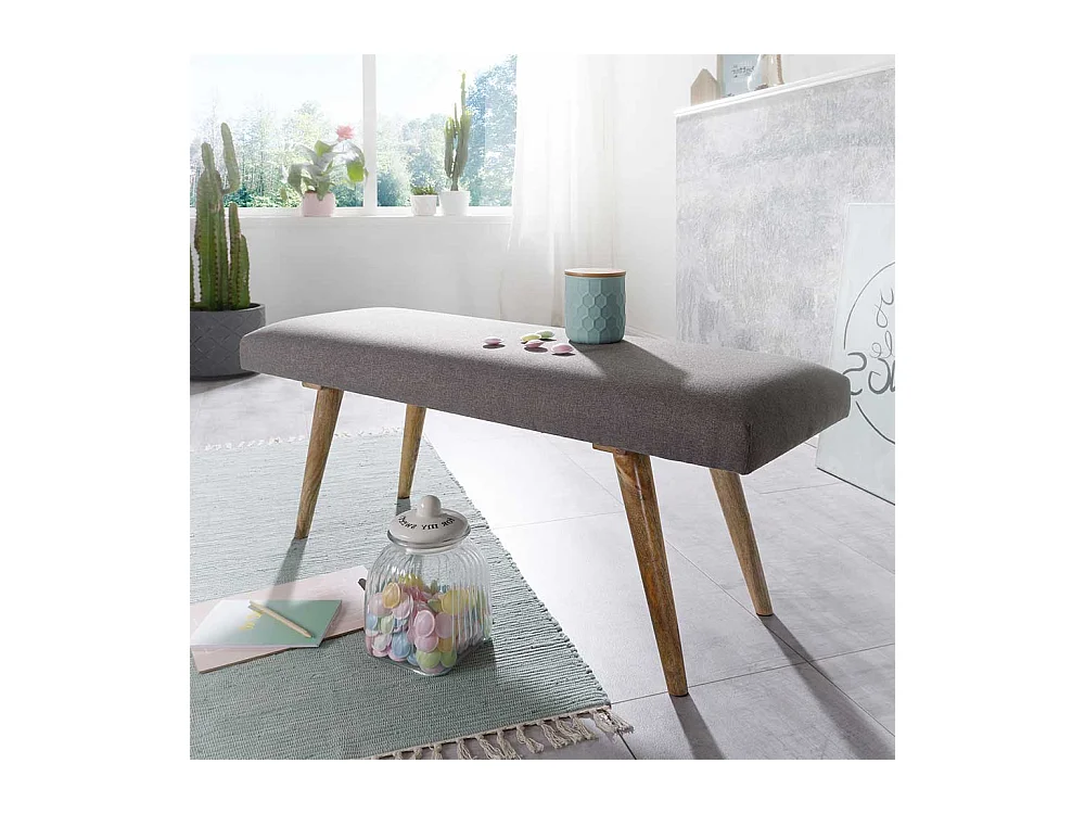 Ankleidebank im Retro Design Grau Webstoff