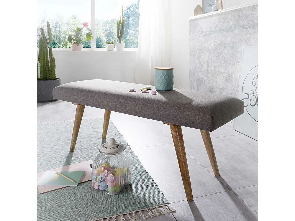 Ankleidebank im Retro Design Grau Webstoff